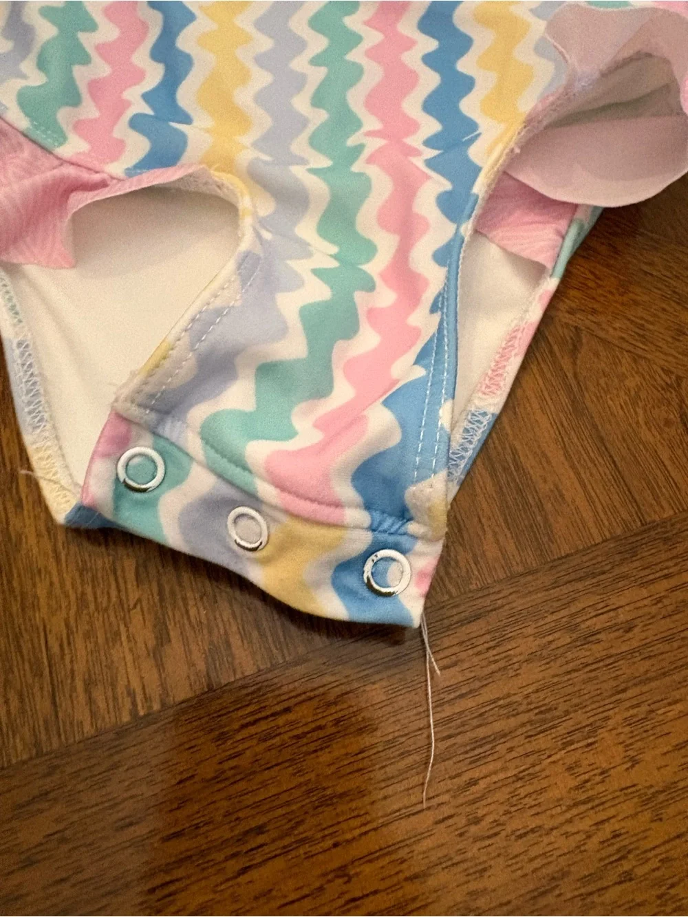 Kids One-Piece Swimsuit in Pastel Rainbow Zigzag